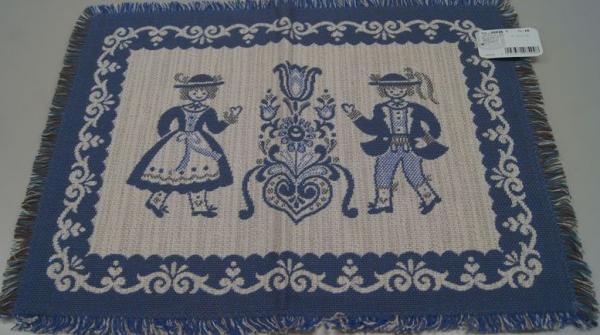 オーストリアのチロル織り柄のテーブルプレイスマット　青