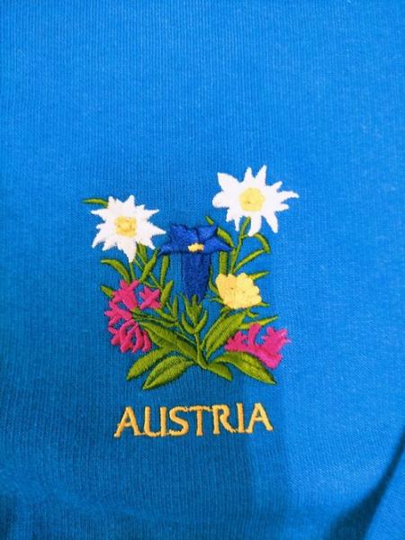 オーストリア製花柄刺繍トレーナー　Sサイズ　青